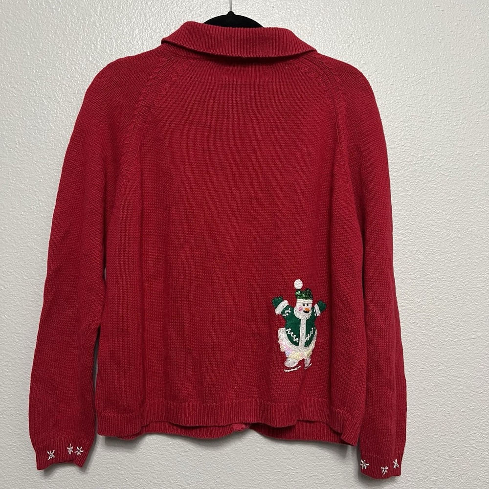 VTG Heirloom Collectibles Women's M Full‎ Zip Snowman Ugly Holiday Sweater - Picture 8 of 9